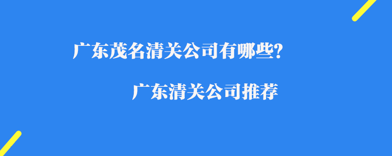 廣東茂名清關公司有哪些？廣東清關公司推薦